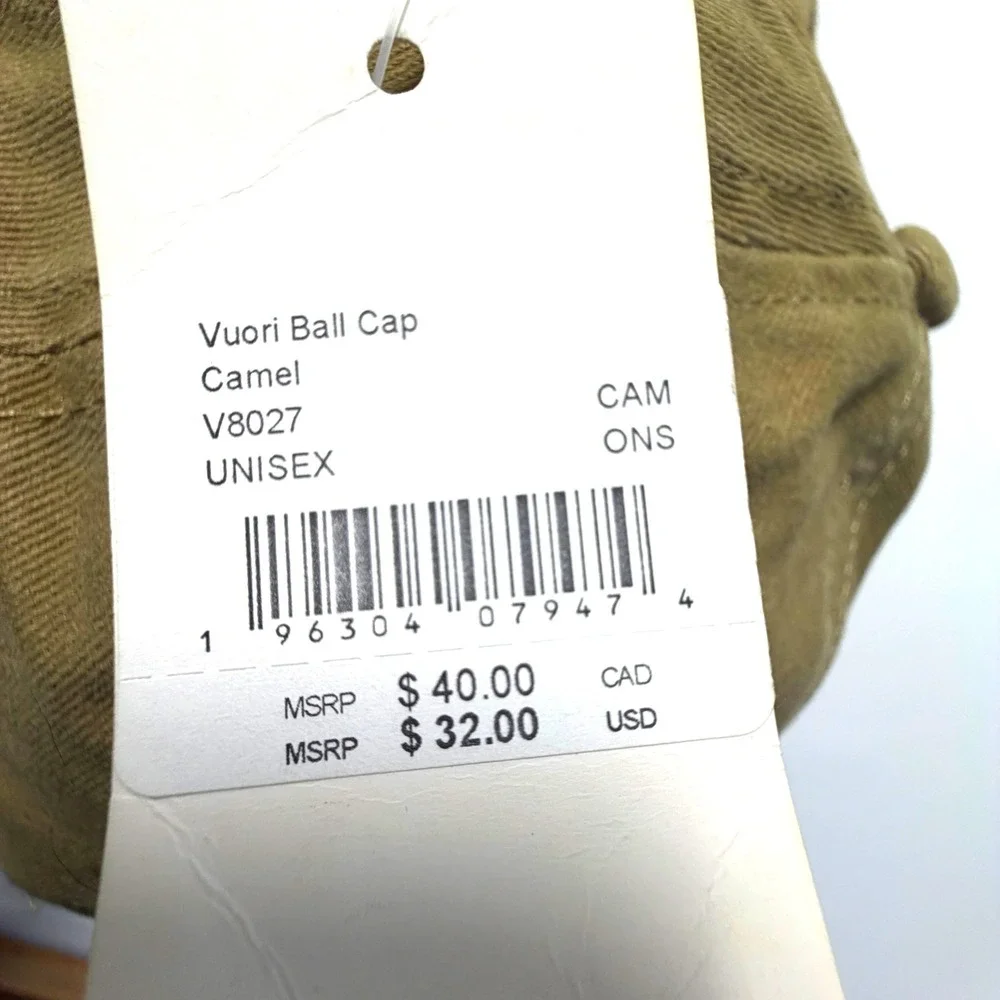 Vuori Ball Cap Camel Tan Unisex One Size Adjustable Cotton Hat NWT